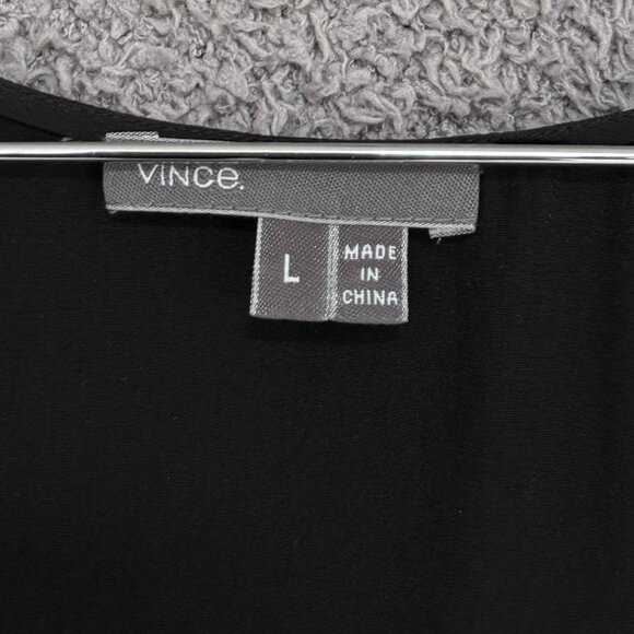 Vince Silk Draped Ladder Stitch Tank large black - Picture 5 of 6